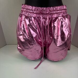 Perfashion pink metallic shorts, athletic , casual, summer.